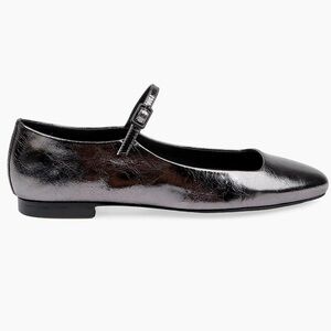 L'AGENCE Metallic Black Flats